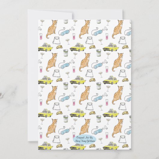 Glam Retro Cocktail Party Handgetekend Vrijgezelle Kaart (Achterkant)