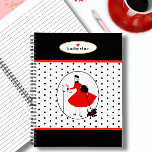Glam Retro Lady met Scottie Dog School Kantoor Notitieboek