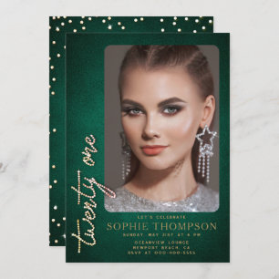 Glam Rhinestones Emerald Green 21e verjaardag foto Kaart
