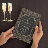Glam Roaring 20 Gold Black Great Gatsby Wedding Kaart