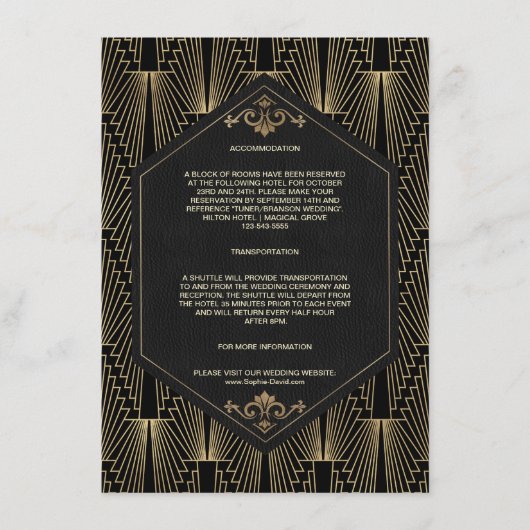 Glam Roaring 20s Gatsby Wedding Accommodation Informatiekaartje (Voorkant)