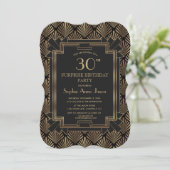 Glam Roaring 20's Great Gatsby Art Deco Birthday Kaart (Staand voorkant)