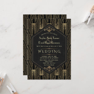 Glam Roaring 20s Great Gatsby Art Deco Bruiloft Kaart