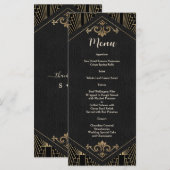 Glam Roaring 20s Great Gatsby Art Deco Bruiloft Menu (Voorkant / Achterkant)