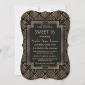 Glam Roaring 20's Great Gatsby Art Deco SWEET 16 Kaart (Voorkant)