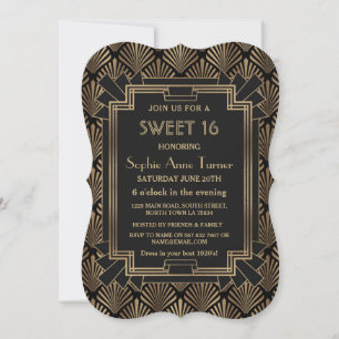 Glam Roaring 20's Great Gatsby Art Deco SWEET 16 Kaart