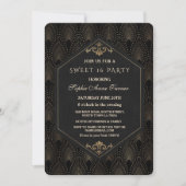 Glam Roaring 20s Great Gatsby Art Deco Sweet 16 Kaart (Voorkant)