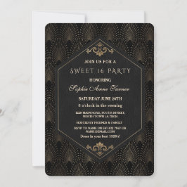 Glam Roaring 20s Great Gatsby Art Deco Sweet 16 Kaart