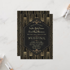 Glam Roaring 20s Great Gatsby Art Deco Wedding Kaart
