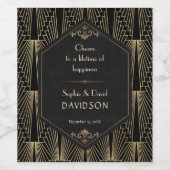 Glam Roaring 20s Great Gatsby Art Deco Wedding Wijn Etiket (Enkel label)