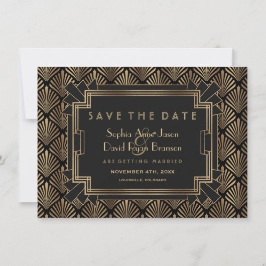 Glam Roaring 20's Great Gatsby Bewaar de Datum Save The Date (Voorkant)