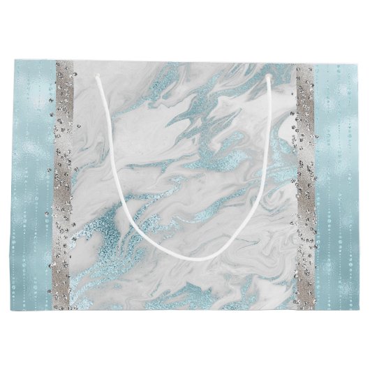 Glam Robins Ei Blauw en Zilver Gift Bag Groot Cadeauzakje (Achterkant)