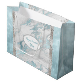 Glam Robins Ei Blauw en Zilver Gift Bag Groot Cadeauzakje