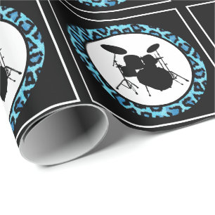 Glam Rock Drummer Leopard Drum Kit Musician Gift Cadeaupapier