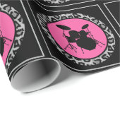 Glam Rock Drummer Leopard Drum Kit Musician Gift Cadeaupapier (Rol Hoek)