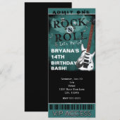 Glam Rock N Roll Star Verjaardag Ticket VIP Party Kaart (Voorkant / Achterkant)