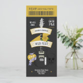 Glam Rock Rock ’n’ Roll Wedding Ticket Kaart (Staand voorkant)