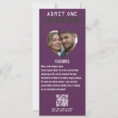 Glam Rock Rock ’n’ Roll Wedding Ticket Kaart (Achterkant)