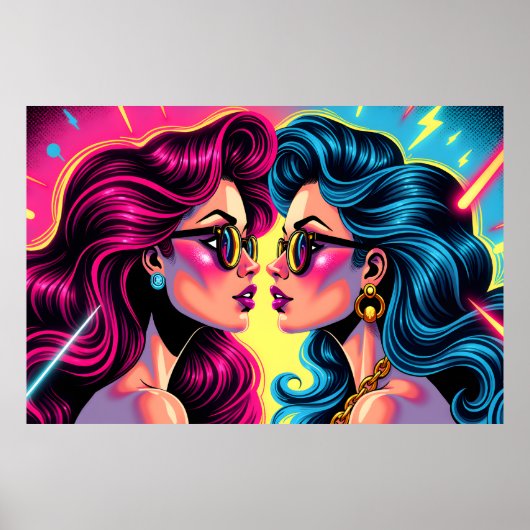 Glam Rock Sisters - Electric Pop Art Poster (Voorkant)