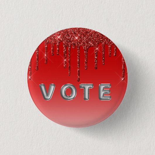 Glam Rode Glitter Drip  Ronde Button 3,2 Cm (Voorkant)
