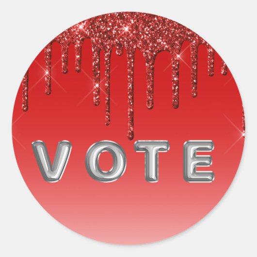 Glam Rode Glitter Drip Ronde Sticker (Voorkant)