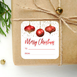 Glam Rode Gouden Sieraden Prettig Kerstfeest Van A Vierkante Sticker