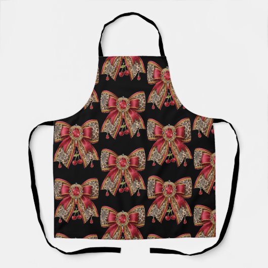 glam rode strik stijl schort (Voorkant)