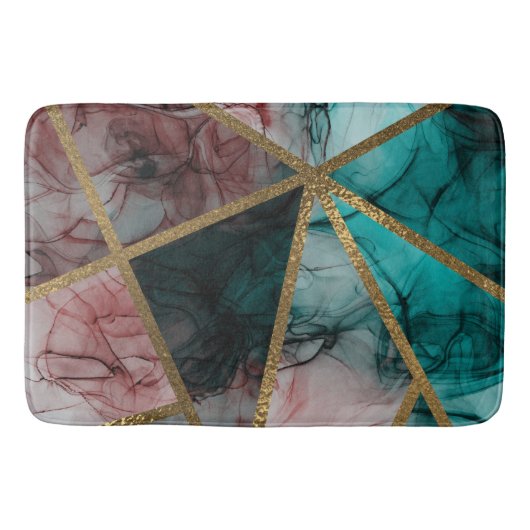 Glam Roest Blush Teal & Goud Chic Moderne Glamour Badmat (Voorkant)