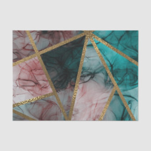 Glam Roest Roze Blauwgroen & Goud Chic Modern Huwe Tissuepapier