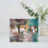 Glam Roest Roze & Goud Chic Modern Bewaar Datum (Staand voorkant)