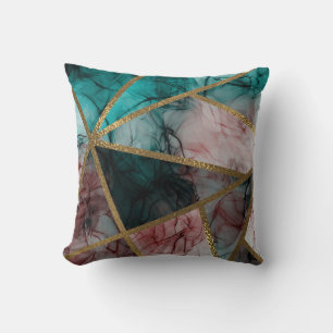 Glam Roest Roze Turkoois & Goud Chic Moderne Glamo Kussen
