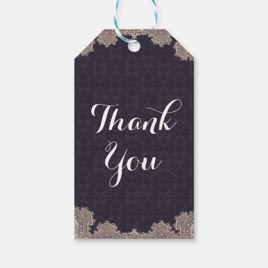 Glam Romantic Lace Paars Elegant Wedding Cadeaulabel (Voorkant)