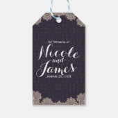 Glam Romantic Lace Paars Elegant Wedding Cadeaulabel (Achterkant)