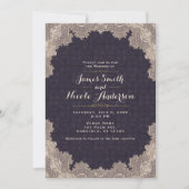 Glam Romantic Lace Paars Elegant Wedding Kaart (Voorkant)
