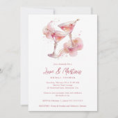 Glam Romantic Pink Martini Glasses Bridal Shower Kaart (Voorkant)