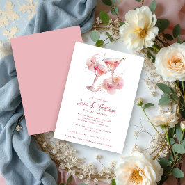 Glam Romantic Pink Martini Glasses Bridal Shower Kaart