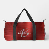 Glam rood geborsteld metaal grijs wit monogram plunjezak (Voorkant)