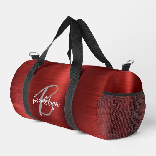 Glam rood geborsteld metaal grijs wit monogram plunjezak (Rechterhoek)