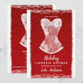 Glam Rood & Wit Vakantie Lingerie Douche Party Kaart (Voorkant / Achterkant)