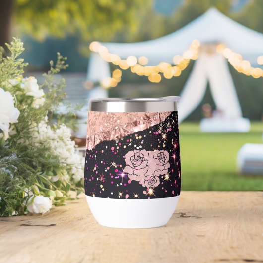 Glam Roos Black Glitter Blush Rozen (Huwelijk)