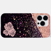 Glam Roos Black Glitter Blush Rozen Case-Mate iPhone Case (Achterkant (horizontaal))