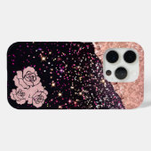Glam Roos Black Glitter Blush Rozen Case-Mate iPhone Case (Achterkant (horizontaal))