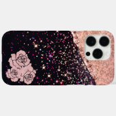 Glam Roos Black Glitter Blush Rozen Case-Mate iPhone Case (Achterkant (horizontaal))