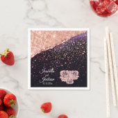 Glam Roos Black Glitter Blush Rozen Wedding Servet (Insitu)