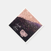 Glam Roos Black Glitter Blush Rozen Wedding Servet (Hoek)