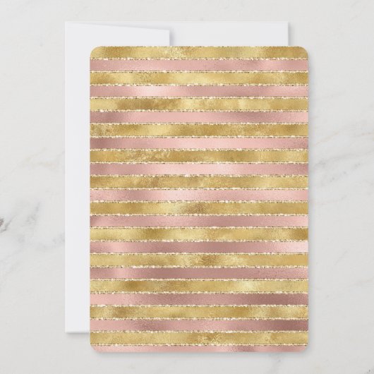 Glam Roos en Gouden Glitzy Stripes Vrijgezellenfee Kaart (Achterkant)
