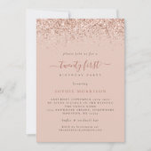 Glam Roos Glitter 21e verjaardag Kaart (Voorkant)