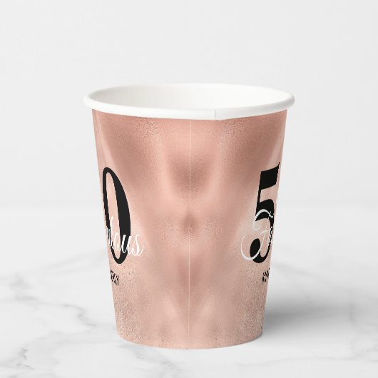 Glam Roos Gold 50 en Fabulous Birthday Party Papieren Bekers (Rechts)