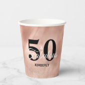Glam Roos Gold 50 en Fabulous Birthday Party Papieren Bekers (Voorkant)