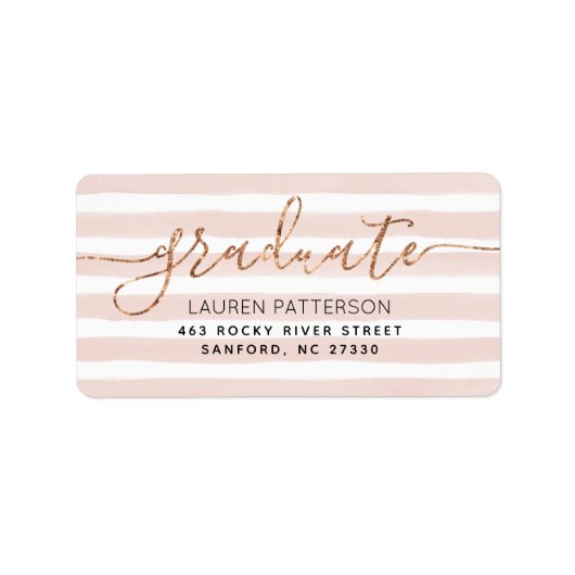 Glam Roos Gold Afstuderen retour adreslabels Etiket (Voorkant)